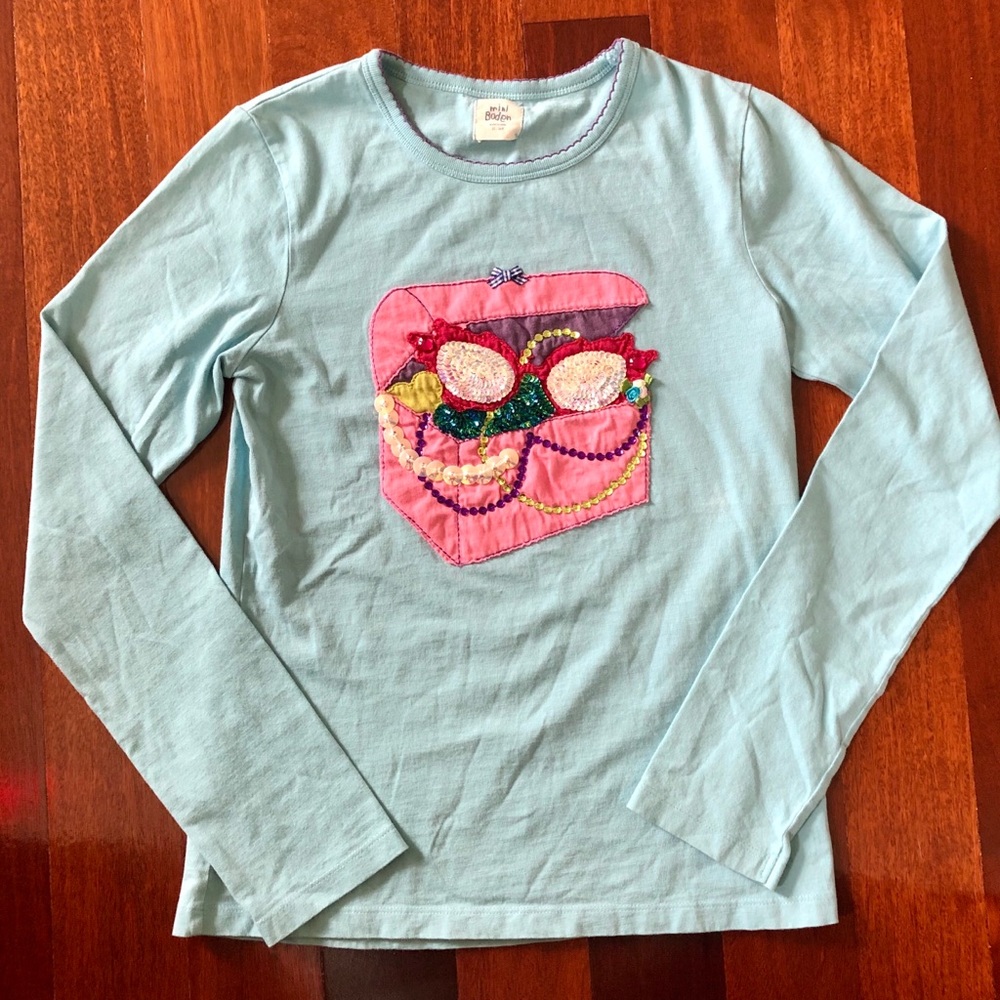 Mini Boden Girls 13-14 Beaded Appliqué Shirt